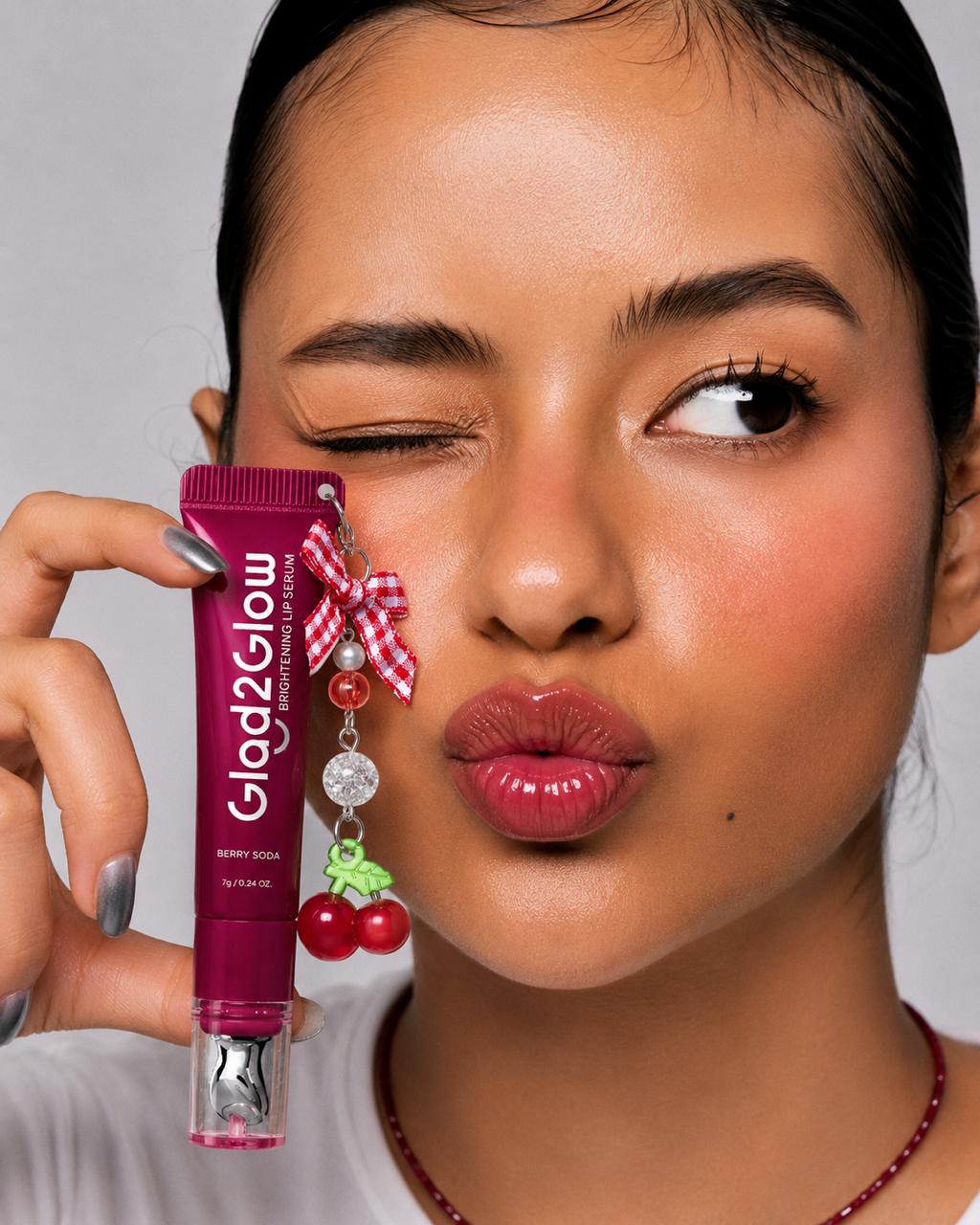 Glad2Glow Brightening Lip Serum with charm
