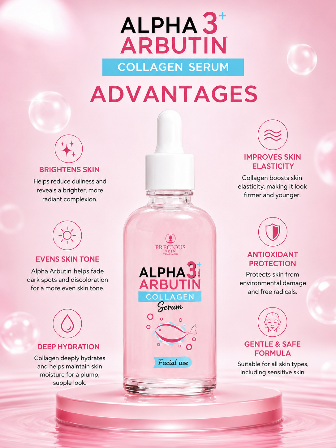 Alpha Arbutin 3+ Plus Collagen Whitening Facial Serum by Precious Skin