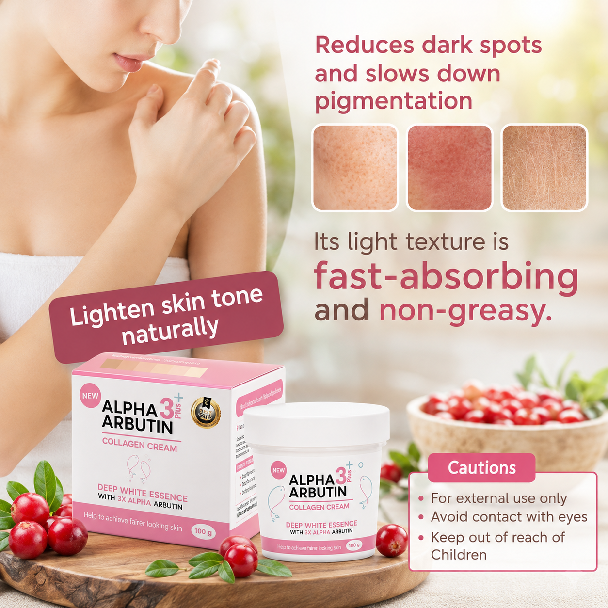 Precious Skin Alpha Arbutin 3 Plus Collagen Cream – 100g