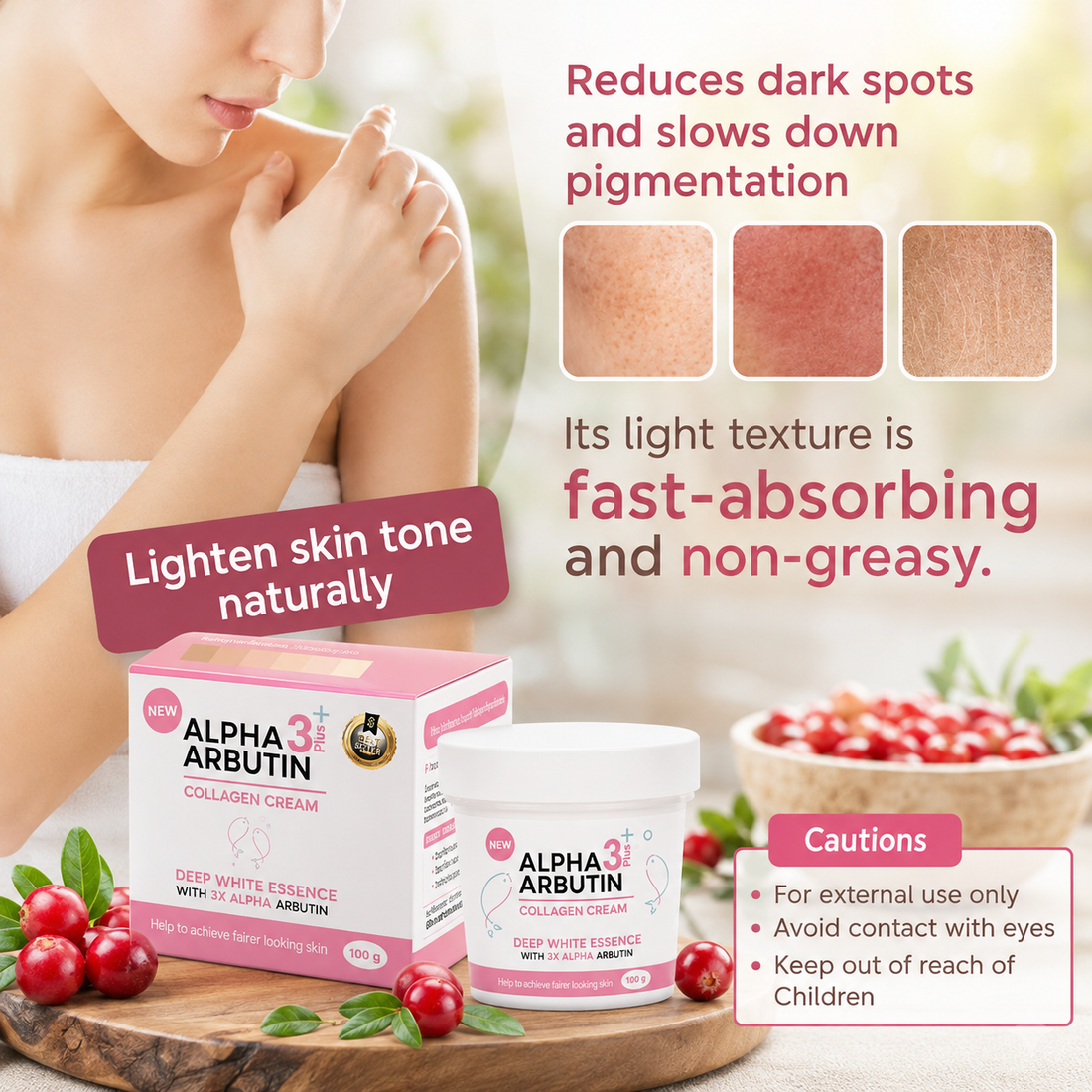 Precious Skin Alpha Arbutin 3 Plus Collagen Cream – 100g