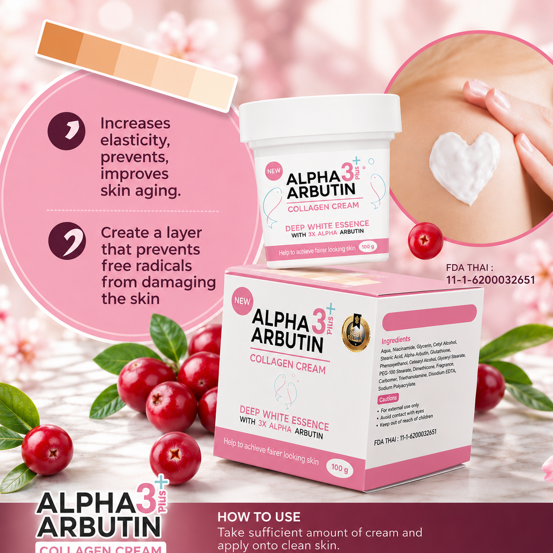 Precious Skin Alpha Arbutin 3 Plus Collagen Cream – 100g