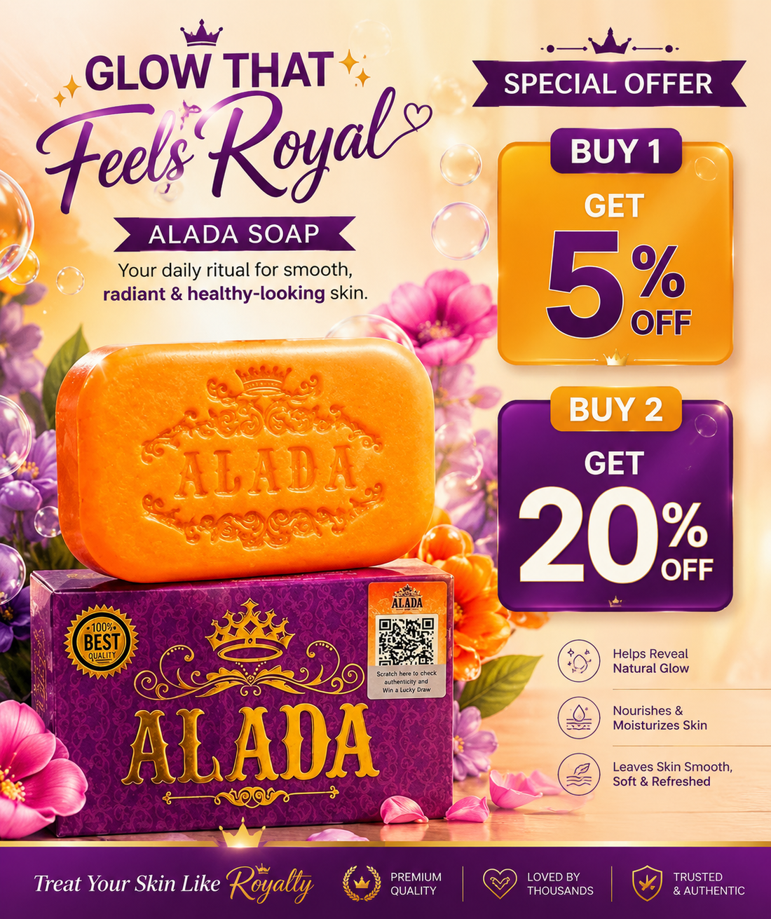 ALADA Whitening Authentic Herbal Thai Nourishing & Moisturizing Soap 160g