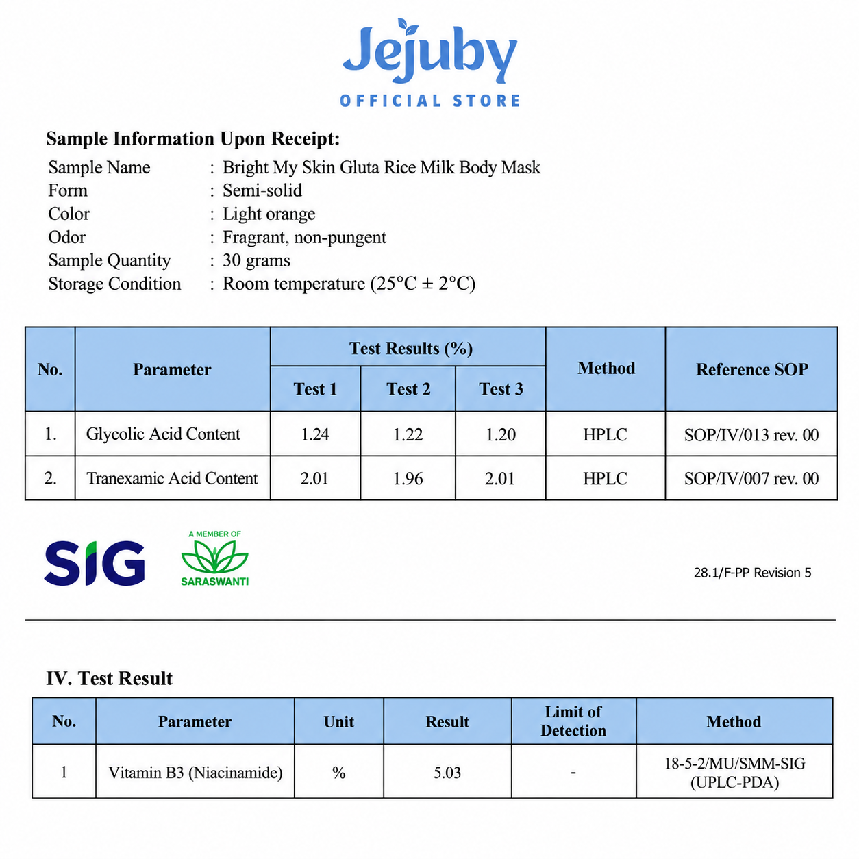 Jejuby- REFILL Gluta Rice Milk Mask for body 400g