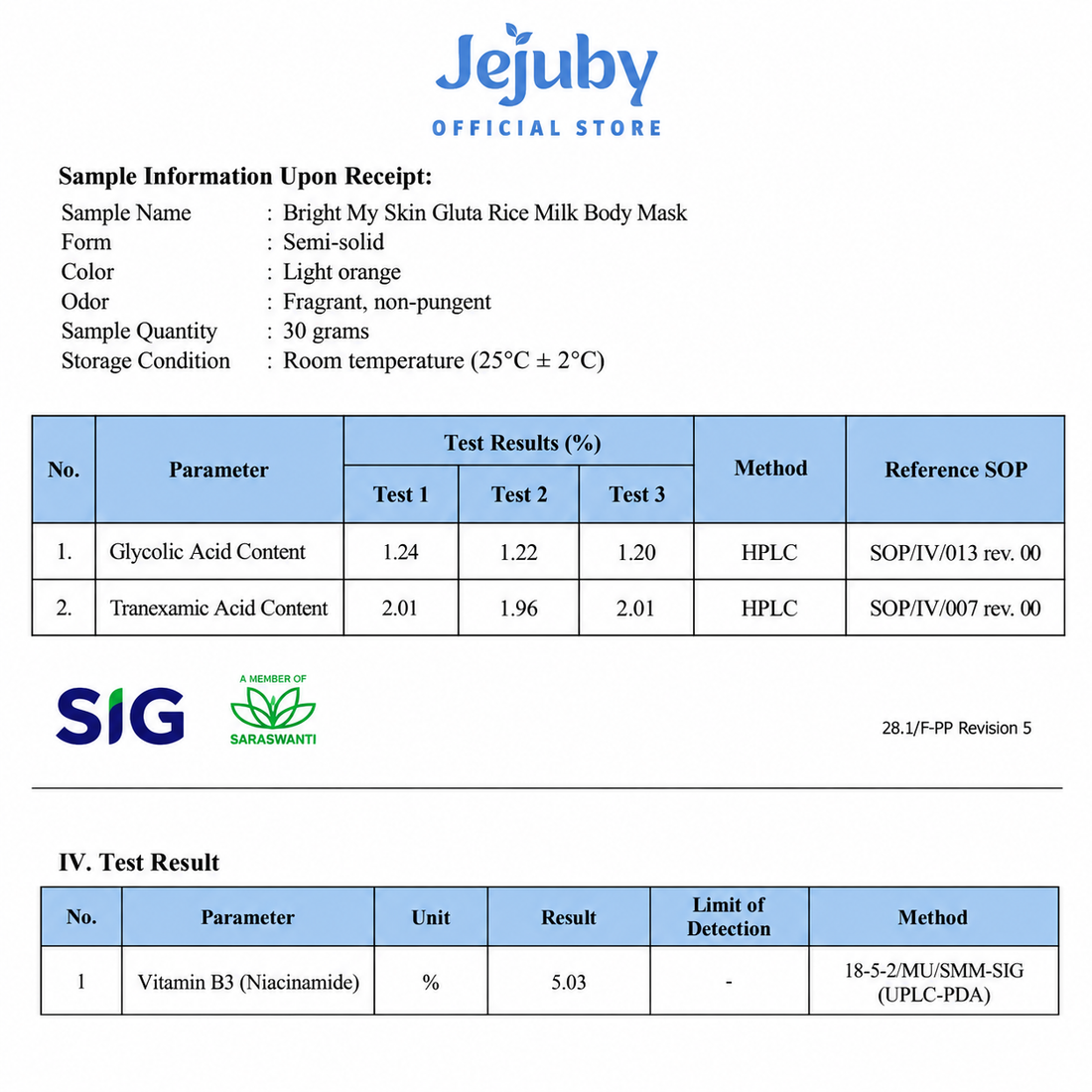 Jejuby- REFILL Gluta Rice Milk Mask for body 400g